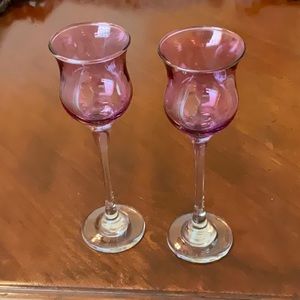 2 Purple Votive Candle Holders